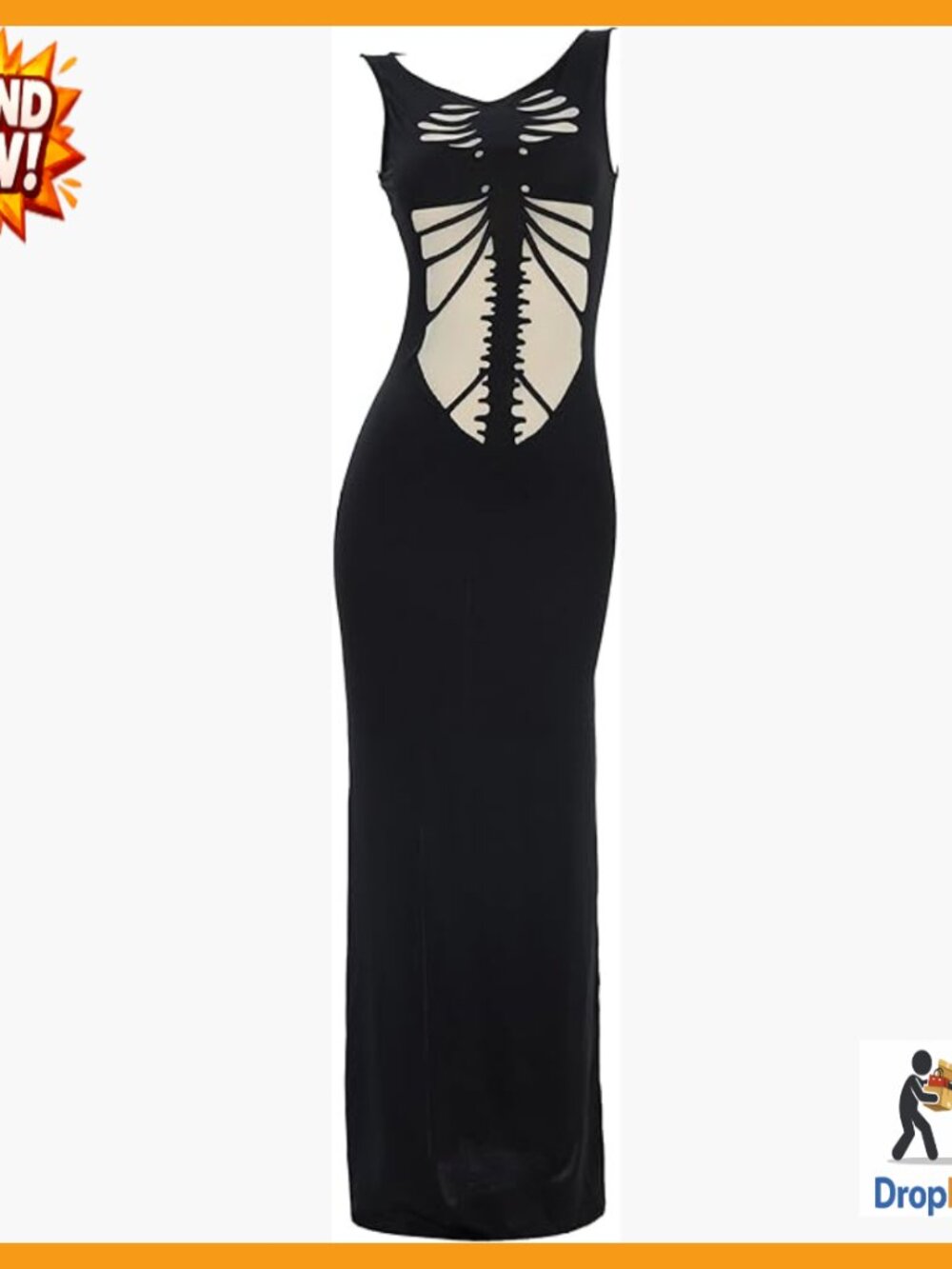 Gothic Skeleton Cutout Mini Dress Punk Party Stretchy Elegant Chic